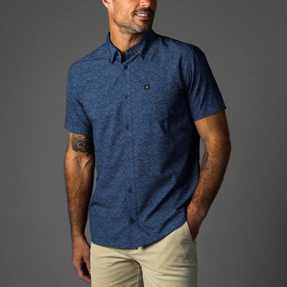 Laird Mens Harbour Air Button Down Limited Edition Color Reef Blue Stripe Small